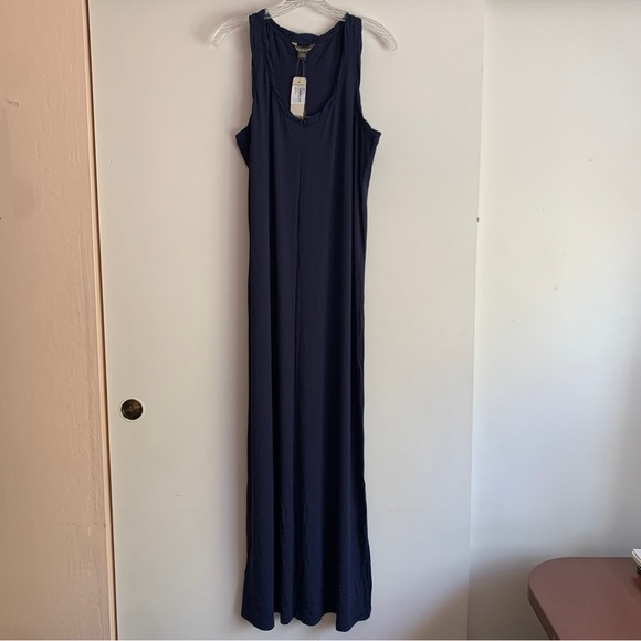 NWT Tommy Bahama navy blue twisted silk trim maxi dress - Picture 2 of 8